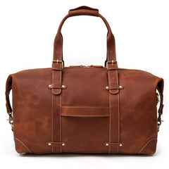 Brown Leather Mens Travel Bag Weekender Bag Large Duffle Bag Cool Overnight Bag for Men