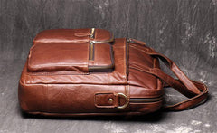 Brown Oiled Leather Men's Brown Professional Briefcase 15‘’ Laptop Handbag Business Bag For Men - iwalletsmen