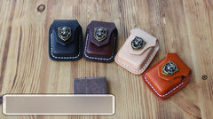 Handmade Mens Coffee Leather Classic Zippo Lighter Cases Black Zippo Lighter Holder with Belt Clip - iwalletsmen