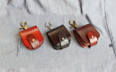 Mens Brown Leather Standard Zippo Lighter Cases Handmade Black Zippo Lighter Holder with Belt Clip - iwalletsmen