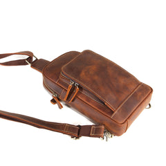 Casual Leather One Shoulder Backpack Chest Bag Sling Bag Sling Crossbody Bag For Men - iwalletsmen