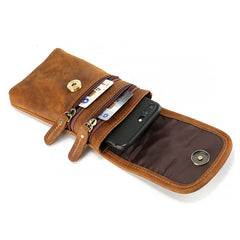 Casual  Brown Leather Cell Phone HOLSTER Belt Pouch for Men Waist Bags BELT BAG For Men - iwalletsmen