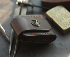 Handmade Leather Mens Standard Zippo Lighter Case With Belt Loop Zippo Cool Standard Lighter Holders For Men - iwalletsmen