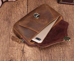 Cool Brown Mens Leather Belt Bag Belt Pouch Cell Phone Holster Waist Bags For Men - iwalletsmen