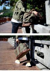 Cool Canvas Leather Mens Black Travel Weekender Bag Waterproof Duffle bag for Men - iwalletsmen