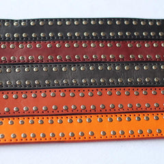 Cool Punk Rock Handmade Buckle Black Rivet Leather Mens Belts Dark Coffee Leather Belts for Men - iwalletsmen