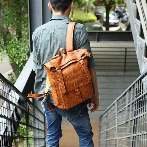 Cool Leather Mens Backpack Travel Backpacks Vintage Laptop