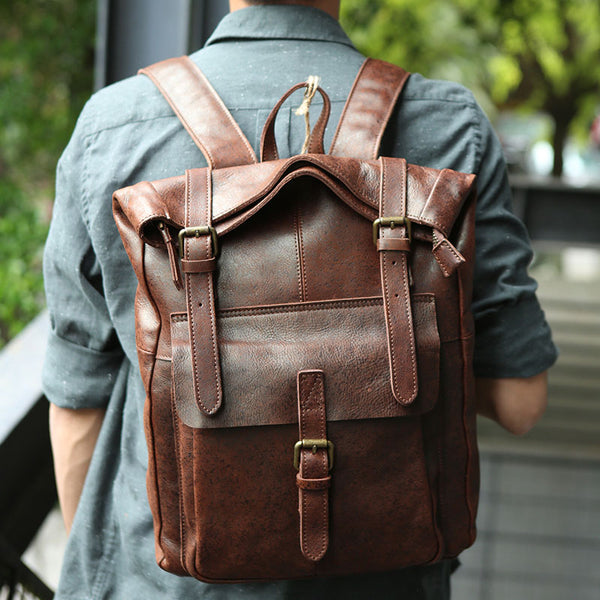 Cool leather backpacks online