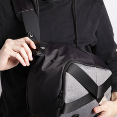Cool Nylon Cloth Casual Men's Stitching Sling Bag Black One Shoulder Backpack Side Bag For Men - iwalletsmen