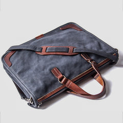 Black Leather Mens Briefcase Work Handbag Vintage Side Bags Handbag For Men