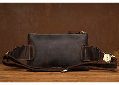 Vintage Brown Leather Mens Fanny Pack Waist Bag Coffee Hip Pack Belt Bag Bumbag for Men - iwalletsmen