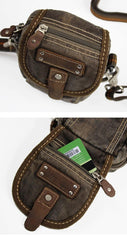 Canvas Black Mens Mini Side Small Messenger Bag Belt Bag Canvas Belt Pouch Waist Bag For Men - iwalletsmen