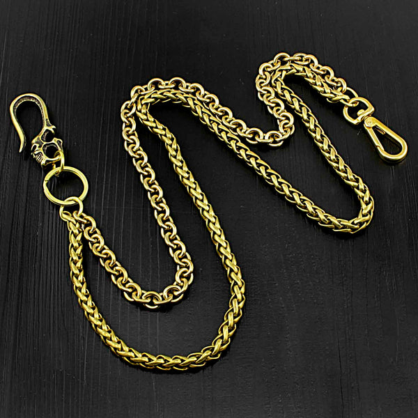 ZL Badass Gold Skull Mens Wallet Chain Biker Wallet Chain 18‘â€?Pants Chain for Men Brass / 40cm