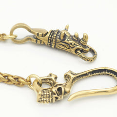 Cool Brass Mens Chinese Dragon Hooks 18‘’ Key Chain Long Pants Chain Wallet Chain Motorcycle Wallet Chain for Men - iwalletsmen