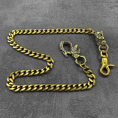 Cool Brass Mens Chinese Dragon Hooks 18‘’ Key Chain Long Pants Chain Wallet Chain Motorcycle Wallet Chain for Men - iwalletsmen