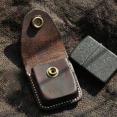 Handmade Coffee Leather Mens Classic Zippo Lighter Case With Belt Loop Lighter Holder For Men - iwalletsmen