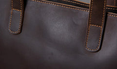 Handmade Leather Vintage Mens Black Coffee Tote Bag Cool Handbag Shoulder Bag for Men