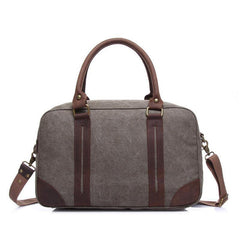 Khaki Leather Canvas Mens Weekender Bag Casual Travel Handbag Canvas Duffle Bag for Men - iwalletsmen