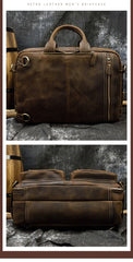 Large Leather Mens Briefcase Convertible Backpack Travel Briefcase 14‘’ Laptop Travel Briefcase For Men