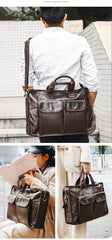 Large Leather Mens Briefcase Work Briefcase Business Briefcase 15.6‘’ Laptop Briefcase For Men