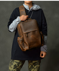 Large Leather Mens Sling Bag Black Sling Shoulder Bag Sling Backpack for men