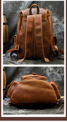 Leather Mens 14inch Laptop Backpack Travel Backpack Vintage School Backpack for Men