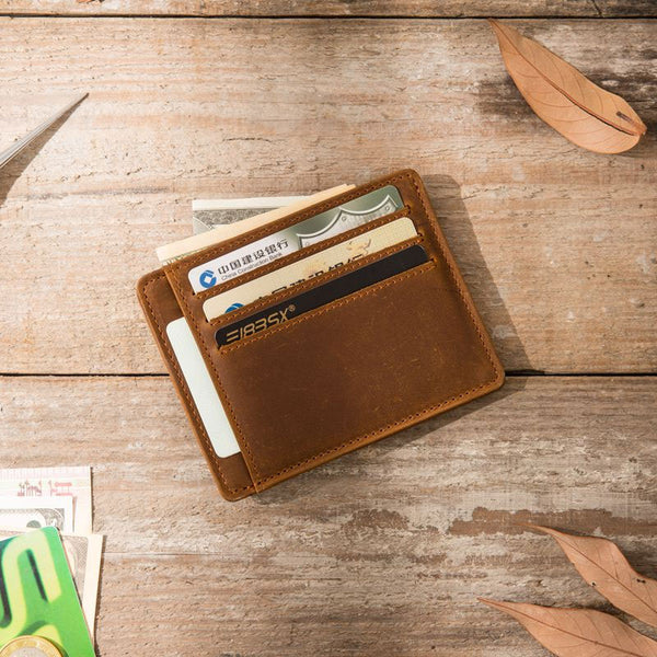 Leather Mens Slim Cards Holder Front Pocket Wallets Card Wallet for Me –  iwalletsmen