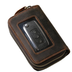 Cool Mens Double Zipper Leather Key Wallet Key Holder Car Key Holder For Men - iwalletsmen