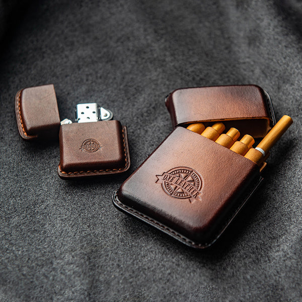 Cool Handmade Indian SKull Leather Mens Cigarette Case with Lighter Ho –  iwalletsmen