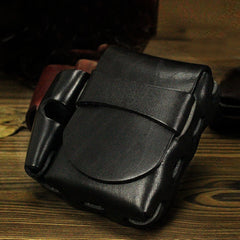 Cool Leather Mens Cigarette Case Cigarette Holder with Belt Loop Lighter Holder for Men - iwalletsmen
