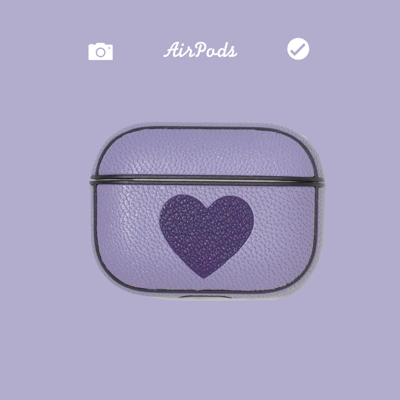 Personalized Purple Heart Leather AirPods Pro Case Custom Purple Leather 1/2 AirPods Case Airpod Case Cover