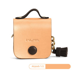 Coffee Leather AirPods 1/2 Case with Tassels Coffee Leather AirPods Pro Case Airpod Case Cover