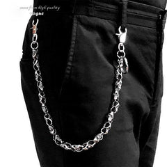 PUNK SKULL BIKER SILVER WALLET CHAIN LONG PANTS CHAIN SILVER SKULL Jeans Chain Jean Chain FOR MEN - iwalletsmen