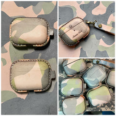 Personalized Camouflage Leather AirPods Pro Case Custom Camouflage Leather 1/2 AirPods Case Airpod Case Cover