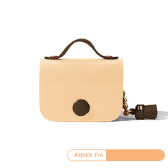Beige Leather AirPods 1/2 Case with Tassels Beige Leather AirPods Pro Case Airpod Case Cover
