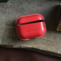 Personalized Orange Leather AirPods Pro Case Custom Orange Leather Pro AirPods Case Airpod Case Cover