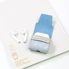 Waxed Blue Leather AirPods 1/2 Case with Strap Blue Leather AirPods Pro Case Airpod Case Cover