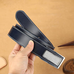 Handmade Mens Dark Blue Leather Leather Belts PERSONALIZED Leather Buckle Belt for Men - iwalletsmen