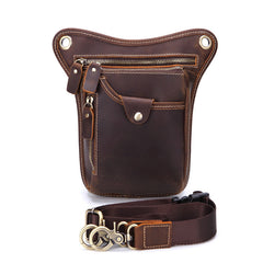 Vintage Brown Leather Men's Belt Pouch Drop Leg Bags Small Side Bag For Men - iwalletsmen