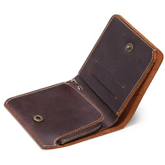 Vintage Leather Mens Small Bifold Wallet billfold Wallet Front Pocket Wallets for Men - iwalletsmen
