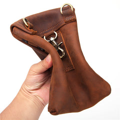 Cool Brown Leather Mens Mini Shoulder Bag Belt Pouch Belt Bags For Men - iwalletsmen