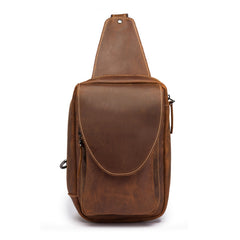 Vintage Leather Men's Chest Bag Sling Bag One Shoulder Backpack For Men - iwalletsmen