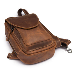Vintage Leather Men's Chest Bag Sling Bag One Shoulder Backpack For Men - iwalletsmen