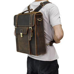 Cool Leather Mens Briefcase Handbag Backpack Satchel Backpack Travel Backpack for Men - iwalletsmen
