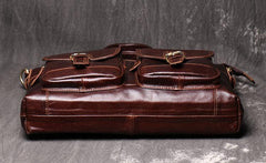 Oiled Leather Men's Red Brown Professional Briefcase 14‘’ Laptop Handbags Business Bag For Men - iwalletsmen