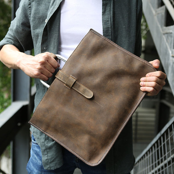 Mens slim leather outlet laptop bag