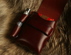 Cool Leather Mens Cigarette Holder Cigarette Case with Belt Loop Lighter Holder for Men - iwalletsmen