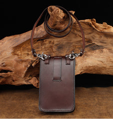 Cool Leather Mens Biker Cell Phone Holster Belt Pouch Side Bag Shoulder Bag for Men - iwalletsmen
