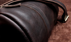 Genuine Leather Mens Bucket Bag Round Circle Bag Cool Weekender Bag Travel Bag Duffle Bags Overnight Bag Holdall Bag for men