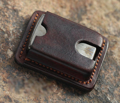 Cool Mens Leather Zippo Lighter Case with Loop Zippo lighter Holder with clip - iwalletsmen